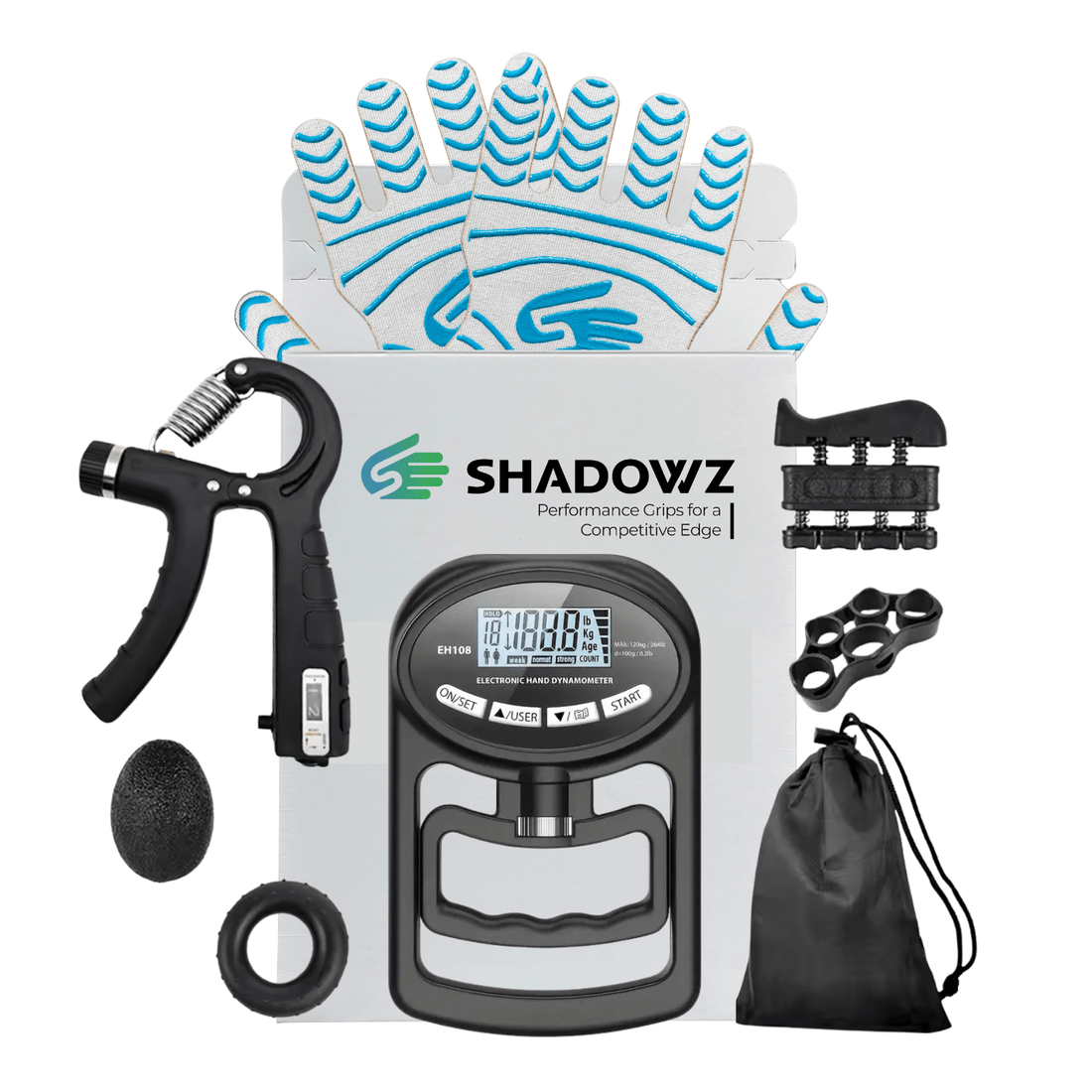 Complete grip training bundle (medium grips) - grip strengthener, grip tester, finger strengthener
