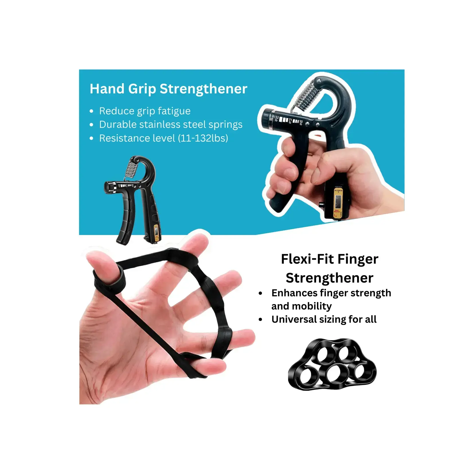 Hand strengthener and finger strengthener details