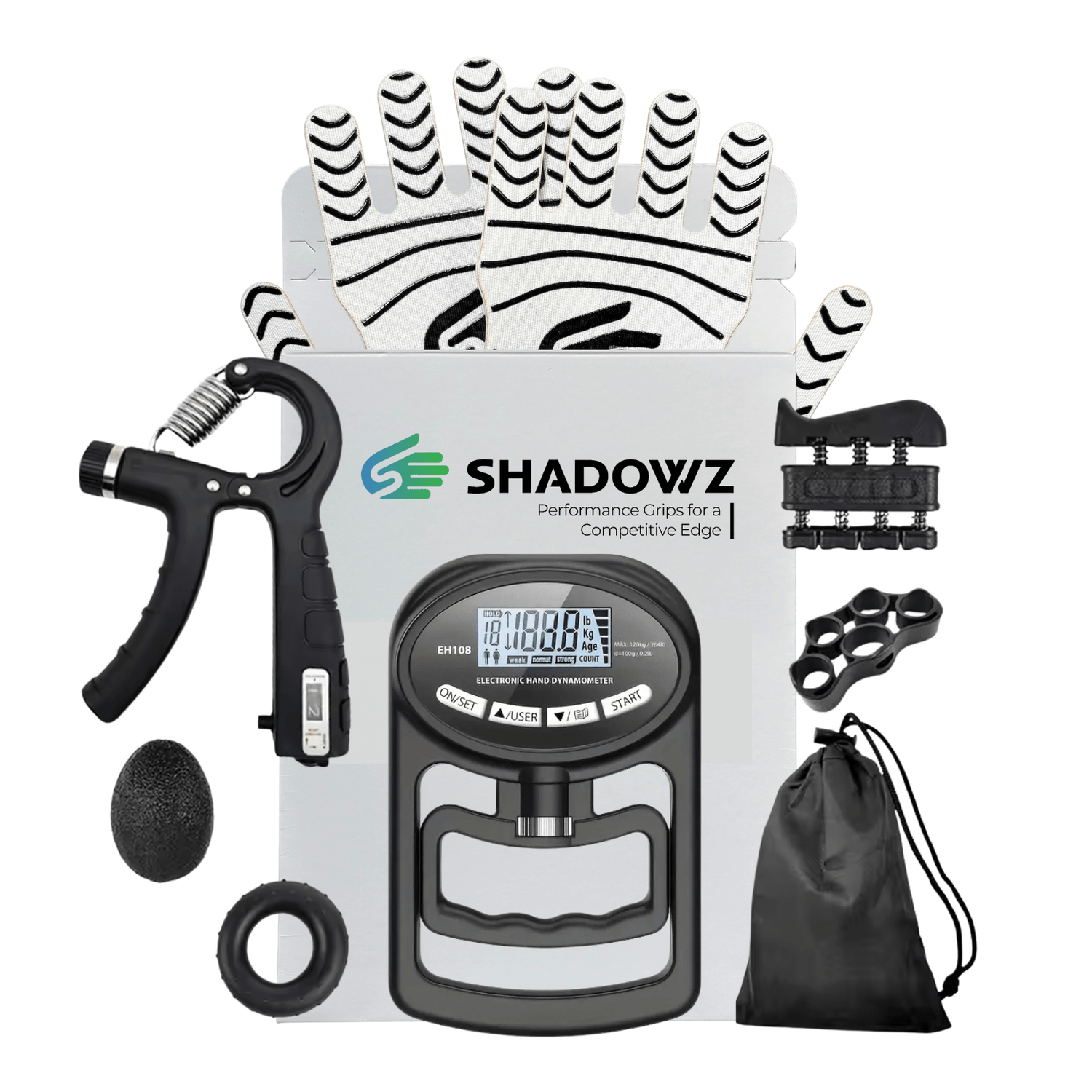 Complete grip training bundle (large grips) - grip strengthener, grip tester, finger strengthener