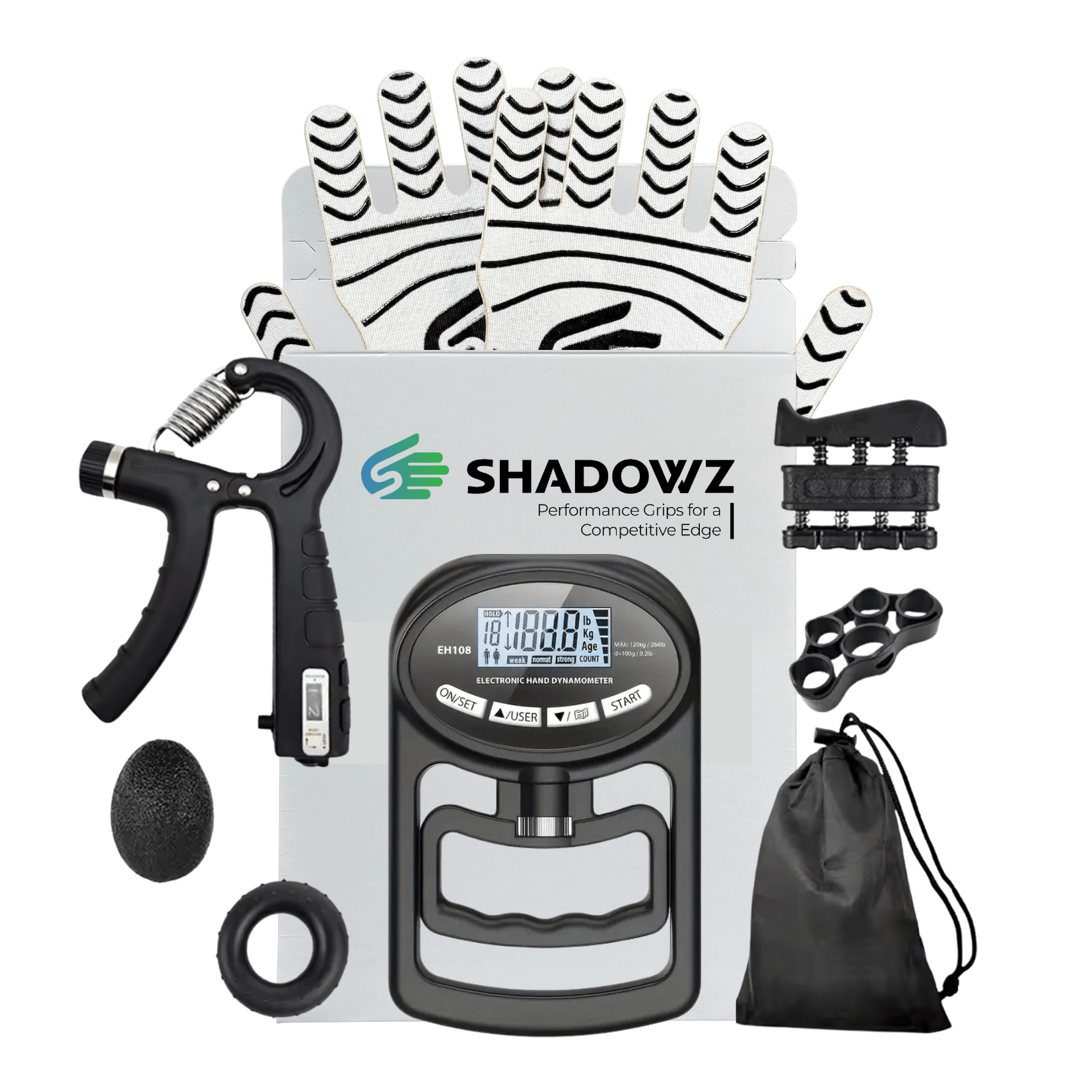 Complete grip training bundle (large grips) - grip strengthener, grip tester, finger strengthener