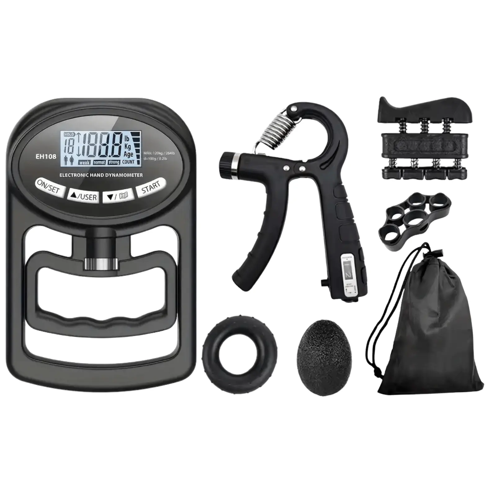 Complete Grip Strengthening Set, hand gripper, grip strengthener, grip support, dynamometer