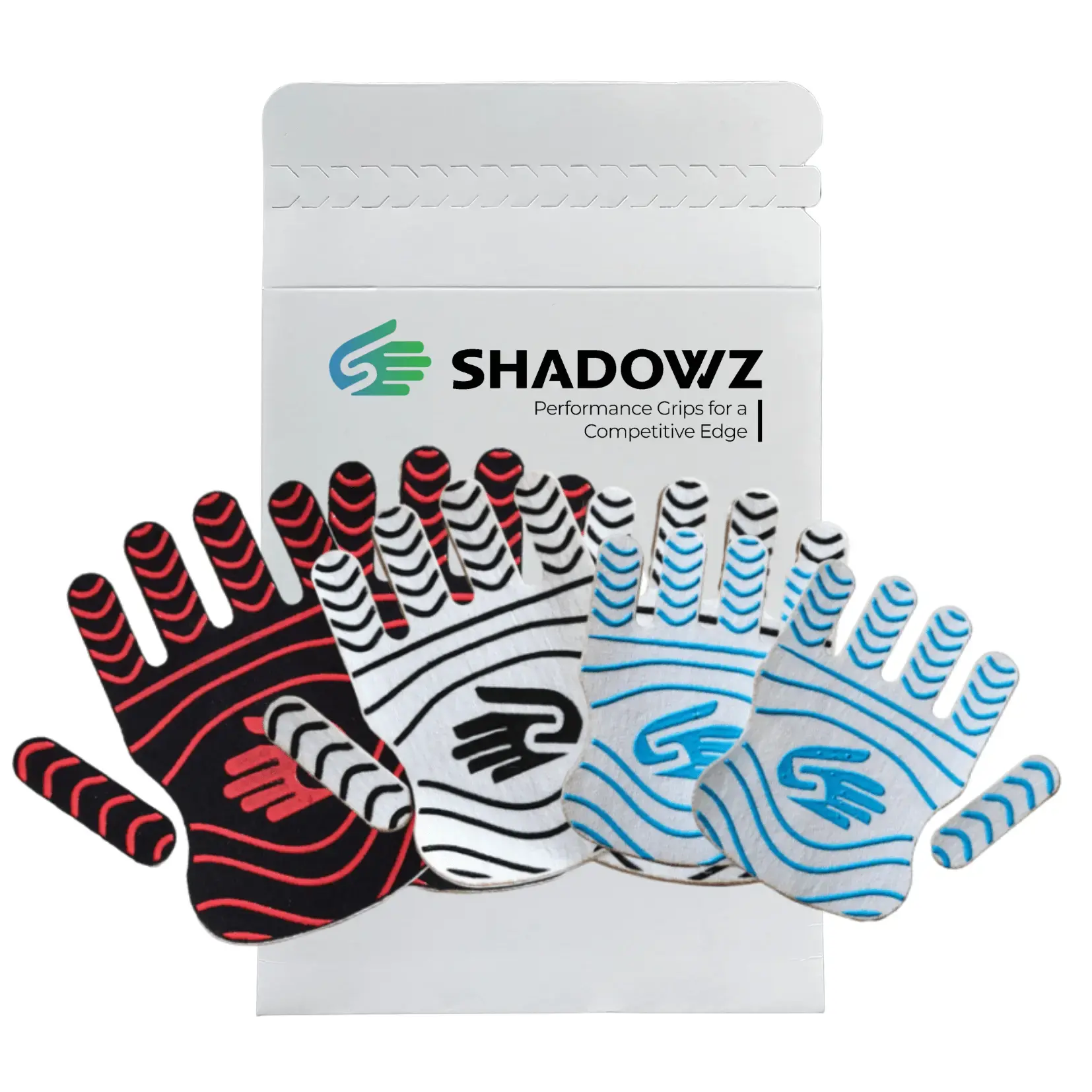 sample pack of blue, black and red shadowz hand tape grips