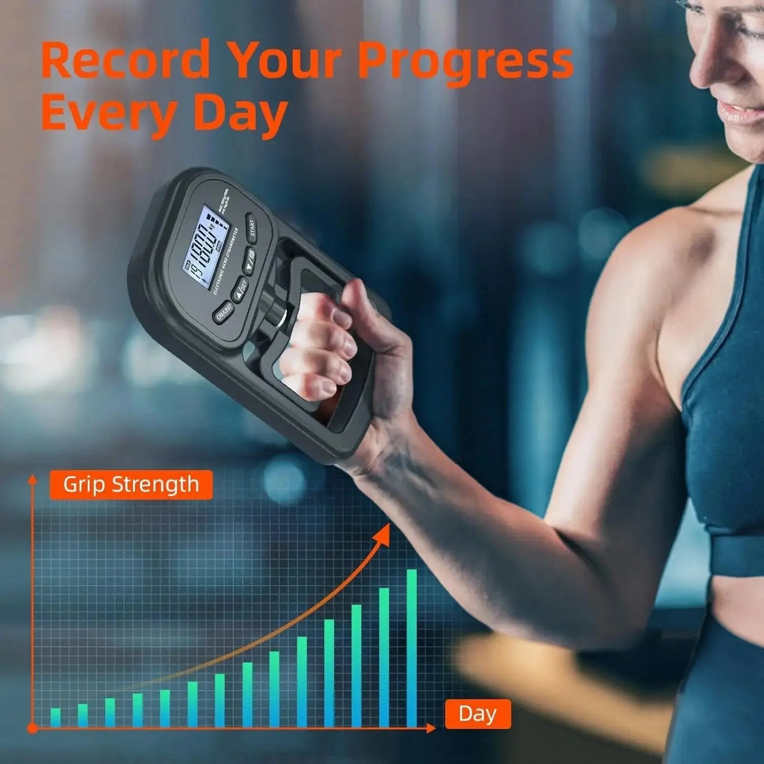 Measure your Grip - woman try dynamometer