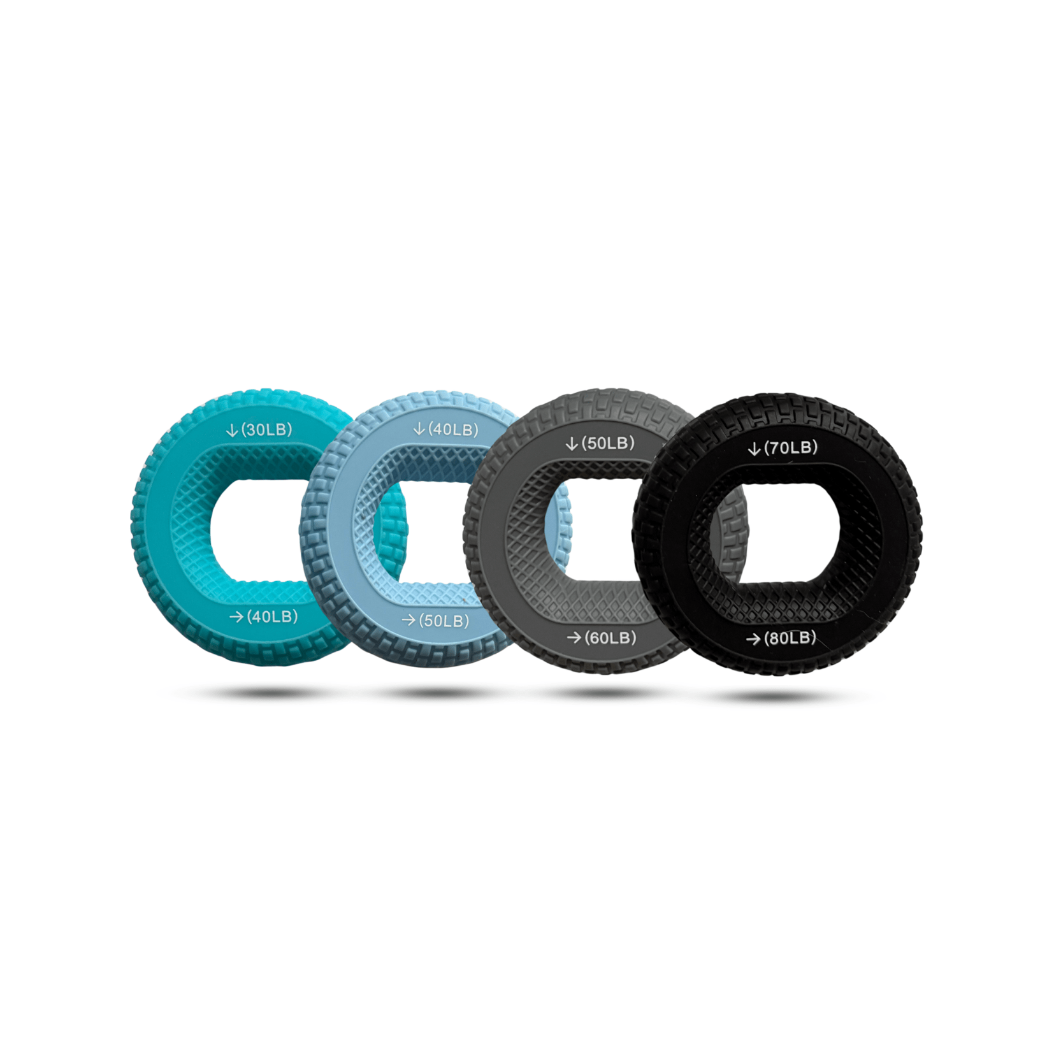 Grip strength rings from 40lbs to 80lbs of resistance