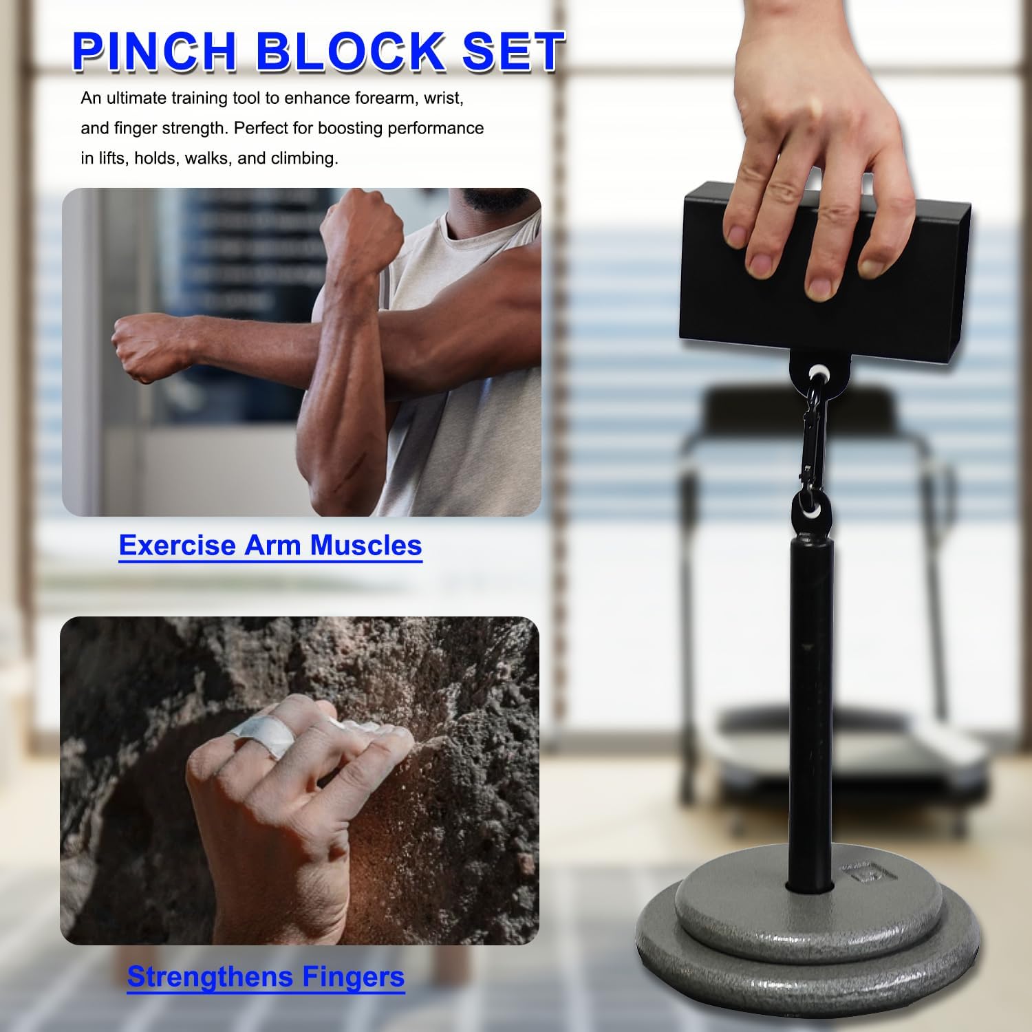 Pinch block set used for arm muscle exercise and finger strength training.